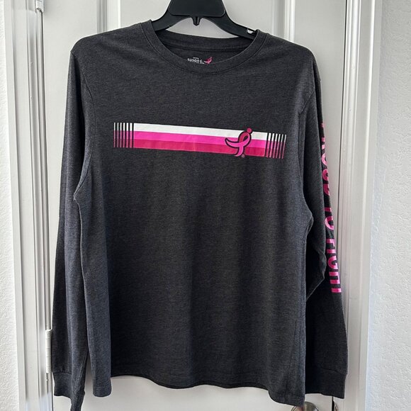 Susan G. Komen Tops - Susan G. Komen Long-Sleeve Shirt Womens XL Gray & Pink "Proud To Fight" Recycled